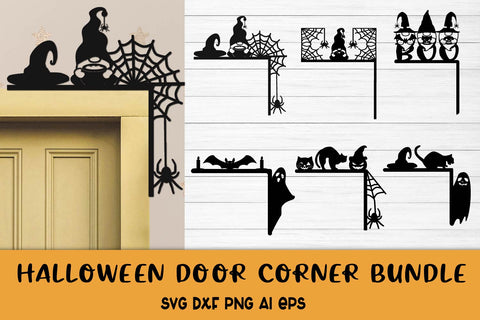 Halloween SVG Bundle. Halloween Door Corners Laser Cut. SVG Samaha Design 
