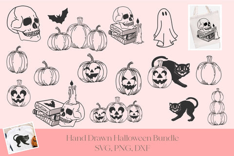 Halloween SVG Bundle| Hand Drawn Halloween Doodles SVG Set SVG The Honey Company 