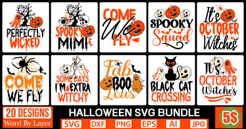 Halloween SVG Bundle SVG Cut File SVGs,Quotes and Sayings,Food & Drink,On Sale, Print & Cut SVG DesignPlante 503 