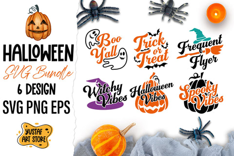 Halloween SVG bundle. Vintage text and halloween art element SVG Yustaf Art Store 