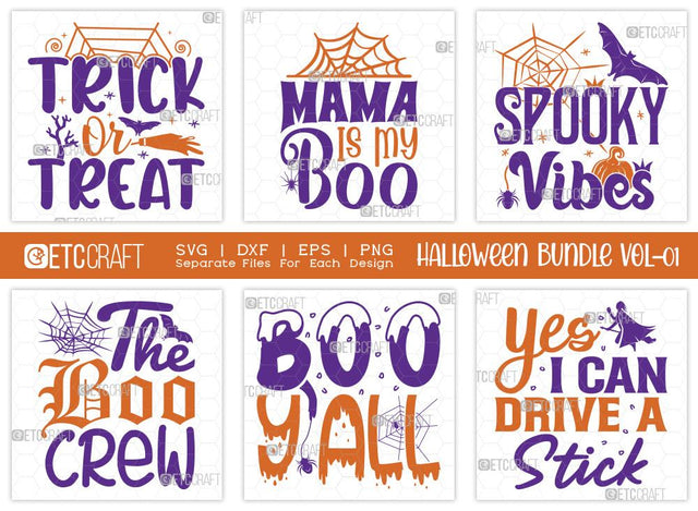 Halloween SVG Bundle Vol-01 | Trick Or Treat Svg | Mama Is Boo Svg | The Boo Crew Svg | Witch Svg | T-shirt Design SVG ETC Craft 