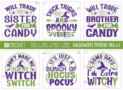Halloween SVG Bundle Vol-02 | Spooky Vibes Svg | Mama Is Boo Svg | Im Extra Witchy Svg | Flip My Witch Switch Svg | T-shirt Design SVG ETC Craft 