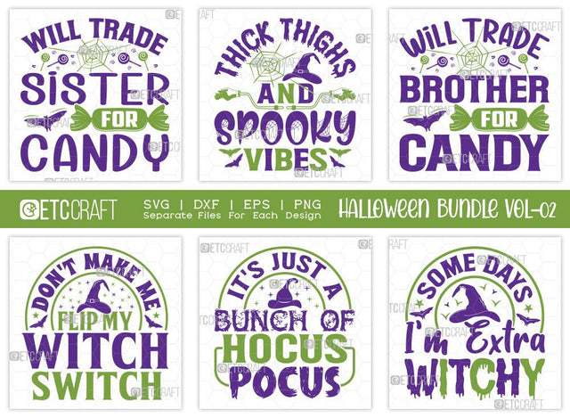 Halloween SVG Bundle Vol-02 | Spooky Vibes Svg | Mama Is Boo Svg | Im Extra Witchy Svg | Flip My Witch Switch Svg | T-shirt Design SVG ETC Craft 