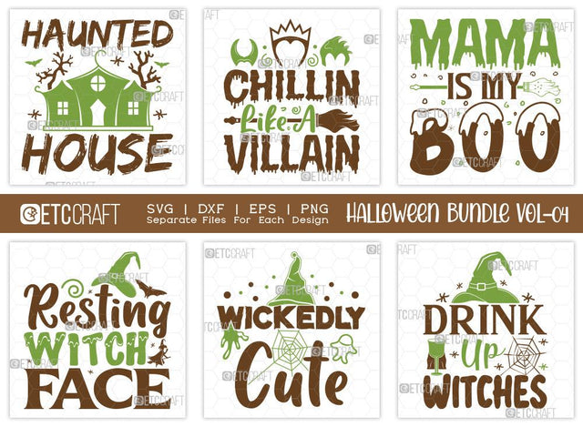 Halloween SVG Bundle Vol-04 | Drink Up Witches Svg | Mama Is Boo Svg | Resting Witch Face Svg | Witch Svg | T-shirt Design SVG ETC Craft 