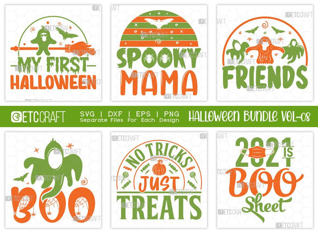 Halloween SVG Bundle Vol-08 | No Trick Just Treat Svg | Spooky Mama Svg | Boo Sheet Svg | Witch Svg | T-shirt Design SVG ETC Craft 