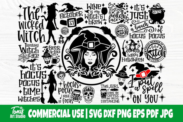Halloween SVG Bundle, Witch Quotes, Svg Cut Files SVG TonisArtStudio 