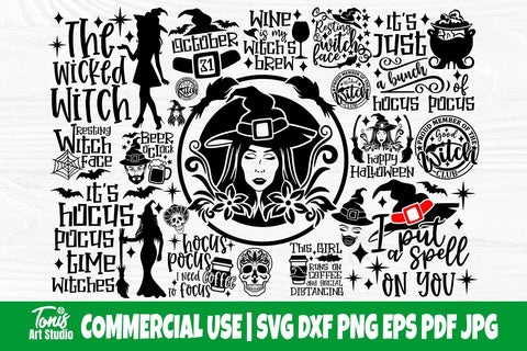 Halloween SVG Bundle, Witch Quotes, Svg Cut Files SVG TonisArtStudio 