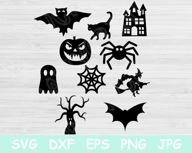 Halloween Svg Bundle with Ghost, Spider, and Witch Svg Dxf, Eps, Png Cut File Cricut Silhouette Glowforge SVG TiffsCraftyCreations 