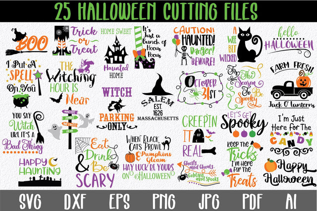 Halloween SVG Cut File Bundle - Includes 25 Designs SVG Old Market