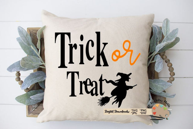 Halloween svg cut file - Trick or Treat with witch svg dxf - Halloween shirt SVG The Artsy Spot 