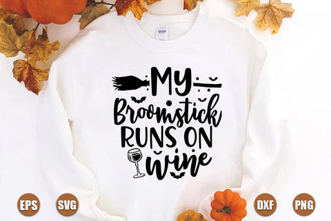 Halloween SVG Design, My Broomstick Runs on Wine SVG FiveStarCrafting 