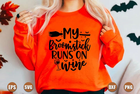 Halloween SVG Design, My Broomstick Runs on Wine SVG FiveStarCrafting 