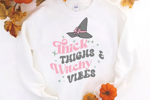 Halloween SVG Design, Thick Thighs & Witchy Vibes SVG FiveStarCrafting 