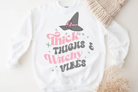 Halloween SVG Design, Thick Thighs & Witchy Vibes SVG FiveStarCrafting 