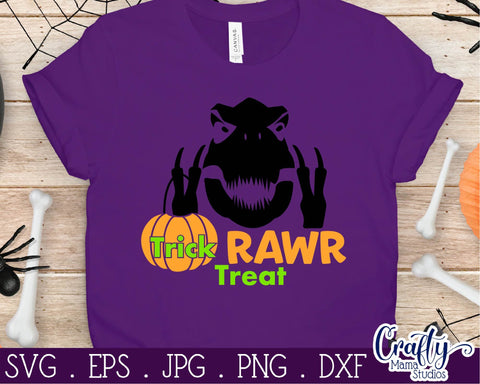 Halloween Svg - Dinosaur Svg - Trick Rawr Treat - T Rex Svg SVG Crafty Mama Studios 