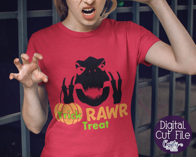 Halloween Svg - Dinosaur Svg - Trick Rawr Treat - T Rex Svg SVG Crafty Mama Studios 