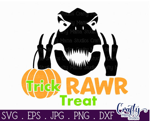 Halloween Svg - Dinosaur Svg - Trick Rawr Treat - T Rex Svg SVG Crafty Mama Studios 