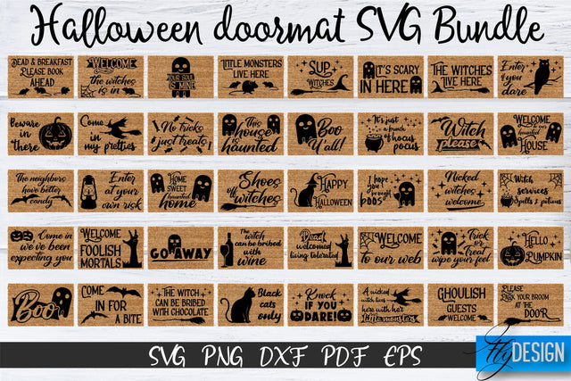 Halloween SVG. Doormat Bundle SVG. Welcome SVG. DIY Doormat SVG Fly Design 