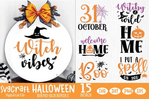 Halloween SVG - Farmhouse Round Sign Svg - Halloween Bundle, Halloween Round Sticker Bundle, Halloween Svg Bundle, Halloween Round Signs Svg SVG Svgcraft 