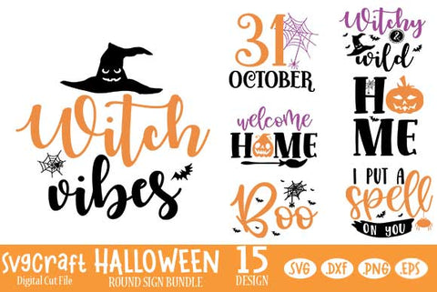 Halloween SVG - Farmhouse Round Sign Svg - Halloween Bundle, Halloween Round Sticker Bundle, Halloween Svg Bundle, Halloween Round Signs Svg SVG Svgcraft 