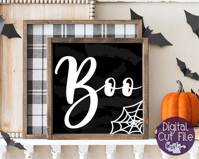 Halloween Svg, Farmhouse Sign, Boo Halloween Cut File SVG Crafty Mama Studios 