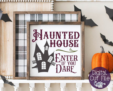 Halloween Svg, Farmhouse Sign, Haunted House Halloween File SVG Crafty Mama Studios 