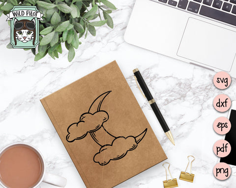 Halloween SVG File, Halloween Cut File, Moon SVG File, Moon Cut File, Clouds SVG, Clouds Cut File, Moon Clipart, Moon Vector, Clouds Clipart SVG Wild Pilot 