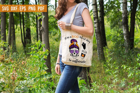 Halloween SVG File | Mom life | Messy Bun Skull | Coffee SVG SVG Irina Ostapenko 