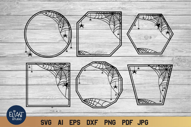 Halloween SVG Frame Bundle, Monogram SVG Frame, Spider Web Frames. SVG Elinorka 
