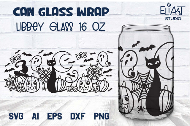 Halloween SVG Glass Can Wrap, Libbey SVG Can Glass, 16 OZ Libbey Glass Halloween Design. SVG Elinorka 