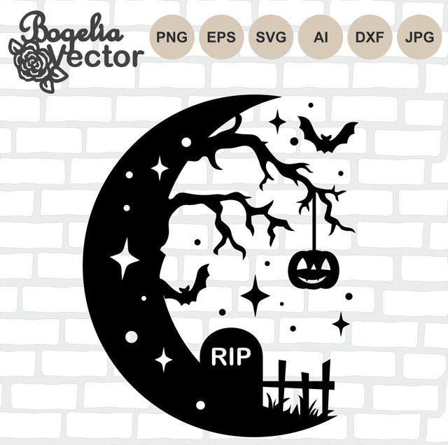 Halloween Svg, Halloween Cut file, Mystical Moon Svg Designs, Halloween Shirt Svg, Bats, Witchy, Halloween Sign Svg, Spooky, Png, Cricut SVG BogeliaVector 