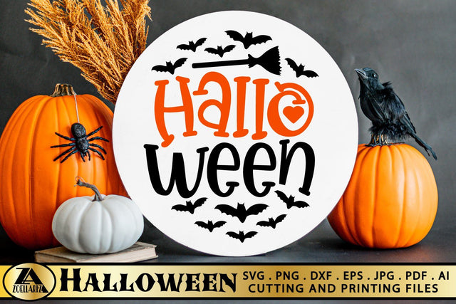 Halloween SVG Happy Halloween Round Sign SVG Spooky Boo SVG SVG zoellartz 