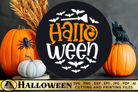 Halloween SVG Happy Halloween Round Sign SVG Spooky Boo SVG SVG zoellartz 