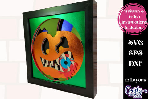 Halloween Svg Shadow Box, 3D Layered Eyeball Pumpkin Svg SVG Crafty Mama Studios 