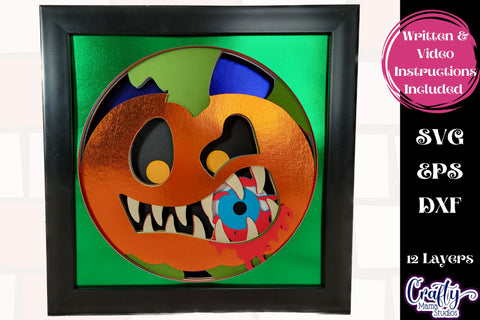 Halloween Svg Shadow Box, 3D Layered Eyeball Pumpkin Svg SVG Crafty Mama Studios 