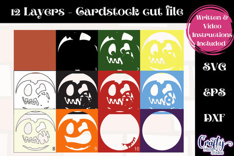 Halloween Svg Shadow Box, 3D Layered Eyeball Pumpkin Svg SVG Crafty Mama Studios 