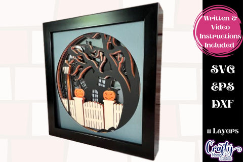 Halloween Svg Shadow Box, 3D Layered Haunted House Svg File SVG Crafty Mama Studios 