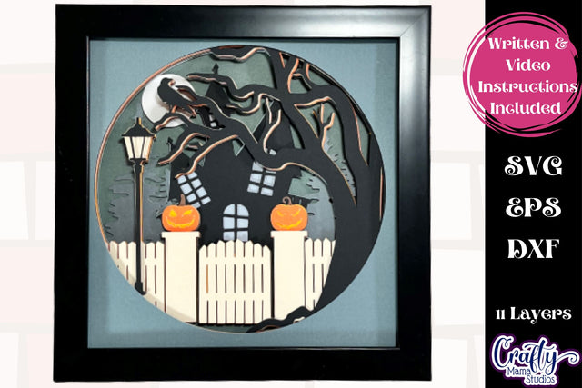 Halloween Svg Shadow Box, 3D Layered Haunted House Svg File SVG Crafty Mama Studios 