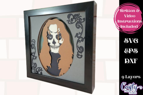 Halloween Svg Shadow Box, 3D Layered Skeleton Girl Cut File SVG Crafty Mama Studios 