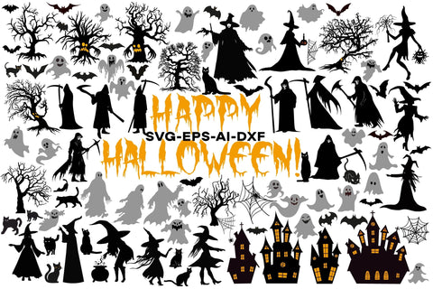 Halloween SVG Silhouette Bundle, Halloween Clipart SVG Yuliya 