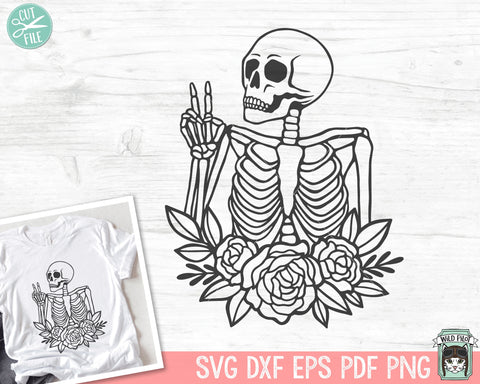 Halloween SVG, Skeleton SVG, Skull SVG, Halloween png, Floral Skeleton svg, Flower Skeleton svg, Skeleton Clipart, Peace svg SVG Wild Pilot 