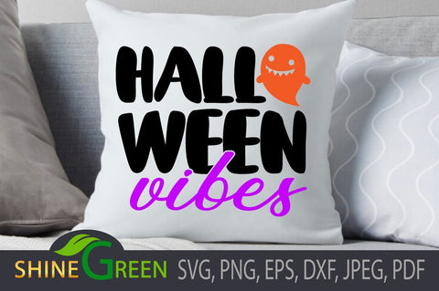 Halloween SVG - Vibes with Cute Ghost for Cricut, Sublimation SVG Shine Green Art 
