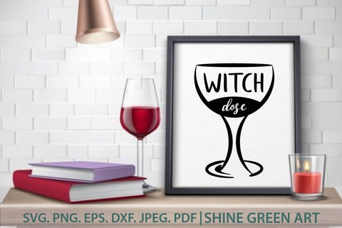 Halloween SVG - Witch Wine Glass SVG Shine Green Art 