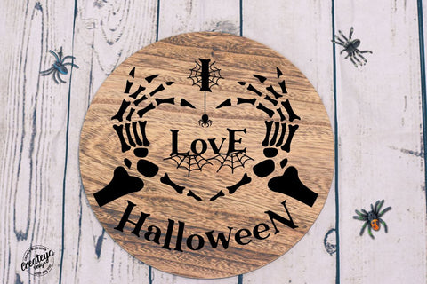 Halloween SVG with Skeleton hands SVG, I love Halloween, Skeleton heart SVG Createya Design 