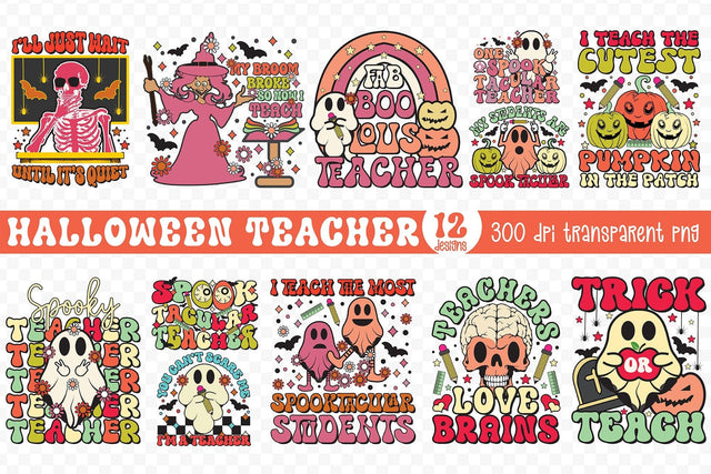 Halloween Teacher PNG Sublimation Bundle Sublimation CraftLabSVG 