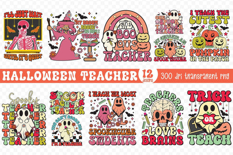 Halloween Teacher PNG Sublimation Bundle Sublimation CraftLabSVG 