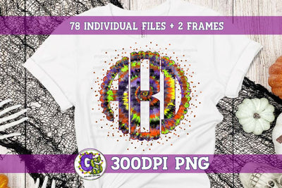 Halloween Tie Dye Scalloped Monogram Set PNG for Sublimation Sublimation Greedy Stitches 