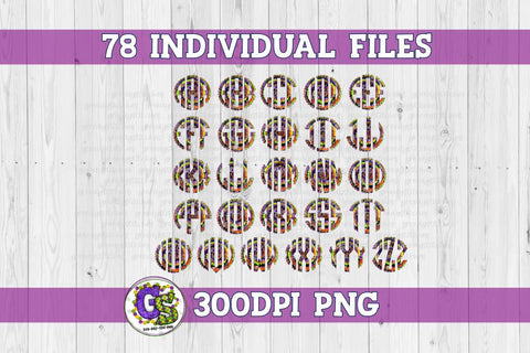 Halloween Tie Dye Scalloped Monogram Set PNG for Sublimation Sublimation Greedy Stitches 