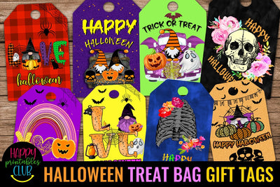 Halloween Treat Bag Gift Tags- Halloween Gift Tags Labels SVG Happy Printables Club 