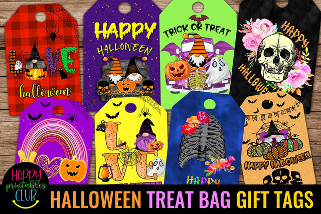 Halloween Treat Bag Gift Tags- Halloween Gift Tags Labels SVG Happy Printables Club 